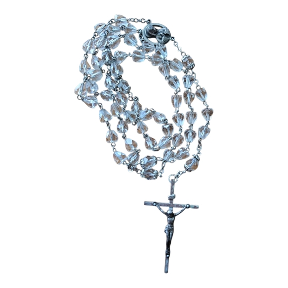 unknown Jewelry - Vintage Silver & Cut Glass Rosary